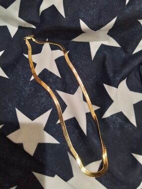 Gold Plated 17 Inch Herringbone Chain Necklace